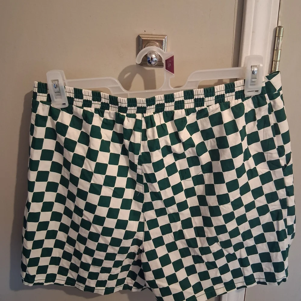 Wild Fable Checkered Green and White Women's Shorts - Picture 3 of 5